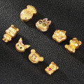 wholesale Metal S925 Gold Plated Ancient Gold Small Goldfish Labubu Through-Hole Spacer Beads Handmade Beading Bracelet DIY Jewelry Accessories-0-2