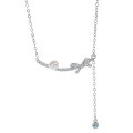 wholesale Pure Silver Small Niche Designer Pearl Necklace for Women with Bohemian Tassel Bow Choker, 520 Valentine's Day Gift-0-4