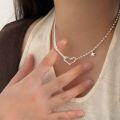 wholesale S925 Sterling Silver Hollow-out Heart Necklace for Women, Ins Bohemian Style Minimalist Star Collarbone Chain with a Sense of Sophistication-0-0