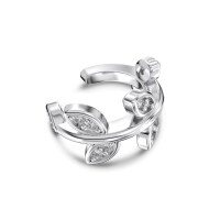 wholesale S925 Sterling Silver U-shaped Grass Leaf Design Minimalist Small Luxury Ear Clips for Women-Platinum DY1E0004-SW-WH 925 Silver