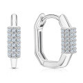 wholesale S925 Sterling Silver Oval Geometric Earrings with Micro-Set Zircon, Minimalist INS Style Hoop Earrings-0-6
