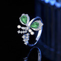 wholesale S925 Sterling Silver 4*6 Colored Gemstone Open Butterfly Ring for Women, Light Luxury Fashion High-End Sense Ring Bestseller-0-0