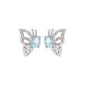 wholesale S925 New Natural Blue Zircon Earrings with Fashionable Butterfly Design, Simple and Versatile Elegant Women's Earrings-0-4