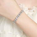 Sterling Silver Victoria Floral Bracelet with Pink Emerald Moissanite-0-1