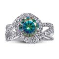 wholesale S925 Sterling Silver 2-Carat Moissanite Exaggerated Twist Shank Crossover Ring in Fashionable Euro-American Style-0-7
