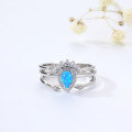 wholesale S925 silver Japanese layered style pear-shaped synthetic opal blue opal strawberry light luxury ring-0-1