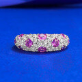 wholesale S925 Silver New Style Pink Diamond Half Eternity Ring with Full Pavé and Accent Stones for Women, Pink Moissanite-0-1