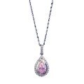 wholesale 925 Silver Necklace with Zhufan New Pear-shaped Pink Diamond 4*7mm Pendant and Inlaid Diamonds, Women's INS Elegant and Fresh Style-0-4