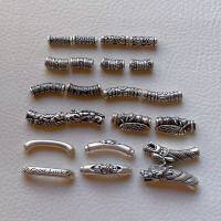 wholesale 999 Sterling Silver Six-Character Mantra One Strike Wonder Retro Dragon Head Half Bangle Braided Curved Tube Bracelet DIY Silver Accessory-1# one