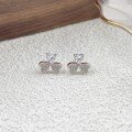wholesale S925 Sterling Silver Fashion Love Heart Inlaid Zircon Clover Ear Studs Korean Style Sweet and Exquisite Earrings Wholesale Gift-0-2