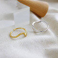 wholesale S925 Sterling Silver Korean Version INS Minimalist Wave Pattern Open Adjustable Ring-0-1