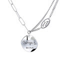 wholesale S925 Sterling Silver Double-layer Round Pendant Letter Necklace Minimalist Stylish Luxury Collarbone Chain-0-4
