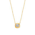 S925 Silver Plated 1-Carat Round Moissanite Pendant Necklace, Vintage Style-0-3