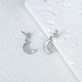 wholesale S925 Sterling Silver Fashion White Shell Zircon Moon Star Ear Studs Women High-End Sense Niche Design Versatile Earrings Women-0-2