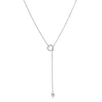 wholesale S925 Sterling Silver Y-shaped Double Heart Couple Necklace,ins。-Platinum 925 silver