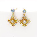 wholesale 925 Sterling Silver Gold Plated Natural Topaz Geometric High-end Korean Style Women's Earrings, Elegant Studs for Wholesale-0-1