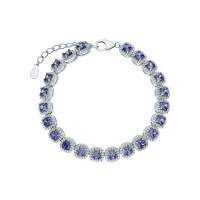 wholesale S925 Sterling Silver Full Zirconia Inlaid Geometric Square Bracelet, Luxurious and Elegant with a Retro Vibe, High-End Banquet Bracelet-Bracelet 925 Silver