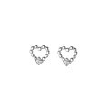wholesale S925 Sterling Silver Geometric Ear Studs Women Korean Style Minimalist Line Hollow-Out Single Diamond Heart Ear Jewelry M0042-0-4