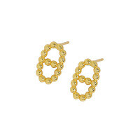 wholesale S925 Sterling Silver Korean Version Ins Original Niche Design Minimalist Versatile Pig Nose Pearl Textured Stud Earrings for Women-18K gold [with sterling silver ear plugs]  925 silver