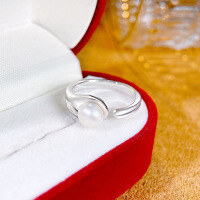 wholesale 925 Sterling Silver Ins French Elegant Natural Freshwater Pearl Ring Women Small Design Sense Openable Ring-ins style irregular sterling silver ring/approximately 3.08g&gt;JZ015644