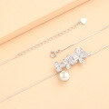 wholesale 925 Sterling Silver New Chinese Style Fairy Versatile Pearl Flower Pendant Delicate Choker Snake Chain Necklace-0-2