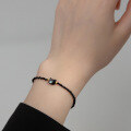 wholesale S925 silver retro minimalist cat black spinel bracelet fashionable trendy cute animal jewelry S5129-0-2