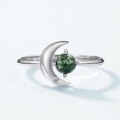 wholesale S925 Silver Cross-Border New Light Luxury Aqua Chalcedony Star and Moon Zircon Crescent Ring for Women Wholesale from Manufacturers-0-2