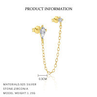 wholesale S925 Sterling Silver Cross-border Light Luxury Rhombus Teardrop Zircon Jewelry Set For Women, Layering Fringe Collarbone Necklace, Fashionable And Versatile-E4637_White Zirconium_18K Yellow Plated_Pair 925 Silver