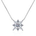 wholesale PT925 Silver Plated with PT950 Gold Moissanite Snowflake Pendant Necklace for Women, Minimalist LuxuryCollarbone Chain, Live Streaming Hit-0-4