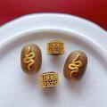 wholesale S925 ancient silver gold-plated fittings inlaid with agarwood divine snake barrel beads, Zhajilamu old-style beads, spacer beads, and waist beads for DIY-0-2