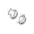 wholesale S925 silver minimalist diamond-inlaid cat and fish asymmetrical ear clips, summer fresh earrings M02479-0-4