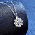 S925 Silver Moissanite Sunflower Pendant Necklace, Cross-Border New Wholesale-0-0