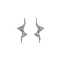 wholesale S925 Sterling Silver Korean Version Ins Original Design Minimalist Versatile Seagull Series Versatile Textured Stud Earrings for Women-Platinum [with sterling silver ear plugs] &gt; 925 silver