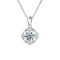 S925 Silver Four-Leaf Clover Necklace with Moissanite Pendant-0-3