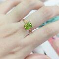 wholesale S925 Sterling Silver Ins Square 175ct Gemstone Ring Inlaid with Natural Garnet Peridot Small Fresh Ring-0-3