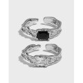wholesale S925 Sterling Silver Korean Version Ins Small and Unique Design Lava Surge Zircon Textured Open Adjustable Ring for Women-0-0