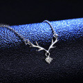 S925 Silver Moissanite Deer Antler Pendant Necklace-0-0