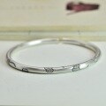 wholesale 9999 Silver "Lucky Ginkgo" Hand-Chiseled Ginkgo Leaf Bracelet, Solid Silver Open-Arm Bangle for Young Women-0-2