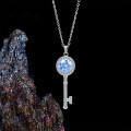 Sterling Silver Colorful Moissanite Pendant Necklace, Luxury Key Chain, Cross-Border Ready Stock-0-1