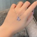 wholesale S925 Sterling Silver Gradient Purple Butterfly Necklace for Women, Ins Style Sweet Niche Design Light Luxury High-End Sense Collarbone Chain-0-1