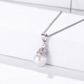 wholesale S925 Sterling Silver Korean Minimalist Designer Pearl Collarbone Necklace, Fashion Versatile Diamond-Encrusted Shell Pearl Pendant for Women-0-1