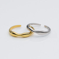 wholesale S925 sterling silver ripple line ring, ins-style design, elegant and unique women's accessory R01587-S925 silver ring silver>opening adjustable