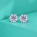 wholesale S925 Sterling Silver Classic Six-Prong Moissanite Stud Earrings for Women, Simple and Stylish, Versatile High-End Feel Wholesale-0-2
