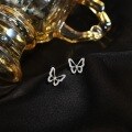 wholesale 925 Sterling Silver Hollow-out Micro-set Butterfly Earrings for Women, New Summer Luxury Small Elegant Temperament Ear Studs Sweet Ear Accessories-0-5