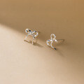 wholesale S925 Sterling Silver Fresh and Sweet Ins Style Small and Unique Design Sense Personality Ribbon Bow Earrings M06174-0-2