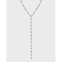 wholesale S925 Sterling Silver HXL455 Korean Version INS Style Minimalist Long Tile Chain Women's Necklace Chain Accessory Student Silver Jewelry-Platinum 925 silver