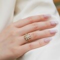 wholesale 925 silver gold-plated Japanese agete jewelry natural moonstone ring blooming sunflower classical and exquisite-0-3