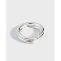 wholesale S925 Sterling Silver CJ059 Korean-style Versatile Line Ring Ins Minimalist Niche Smooth Surface Spring Ring for Women-Silver>Size 11 [Size S]
