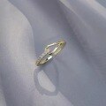 wholesale S925 Silver Trendy Small White Geometric Inlaid Zircon Ring for Women, Ins Style Versatile Simple Elegant Adjustable Opening-0-0