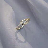 wholesale S925 Silver Trendy Small White Geometric Inlaid Zircon Ring for Women, Ins Style Versatile Simple Elegant Adjustable Opening-xb521-gold